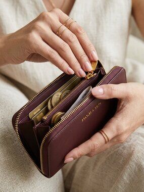 Charles & Keith Wallet Dark Brown for Women/Girls~ Gift for Her~Faux Leather